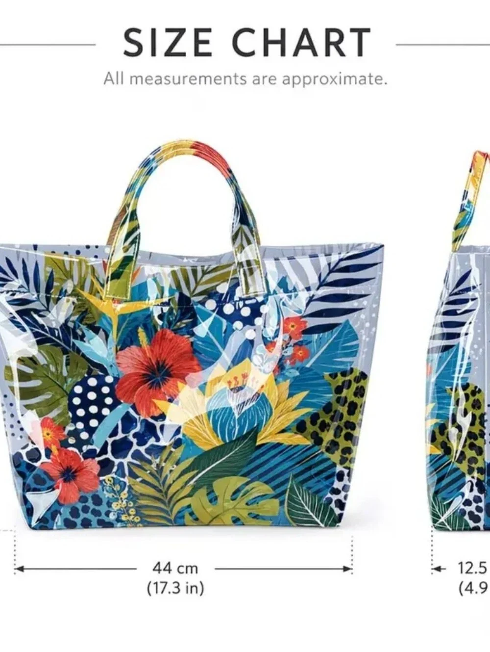 Women Exotic Tropical Hibiscus Palm Leaf Print PVC Daily Hand Tote Bag